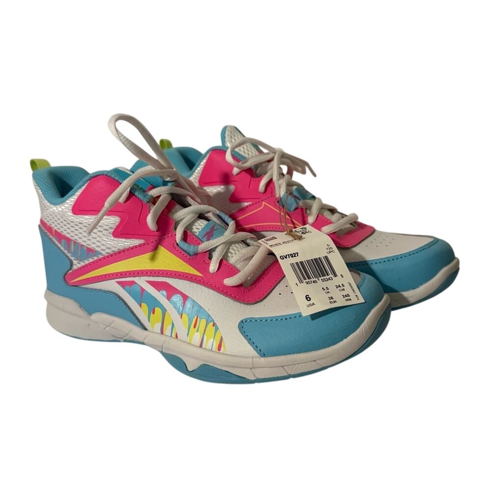 NWT REEBOK basketball high top neon and pastel color lace up shoes 6